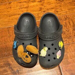CROCS Kids Black Moccasins with Playful Charms